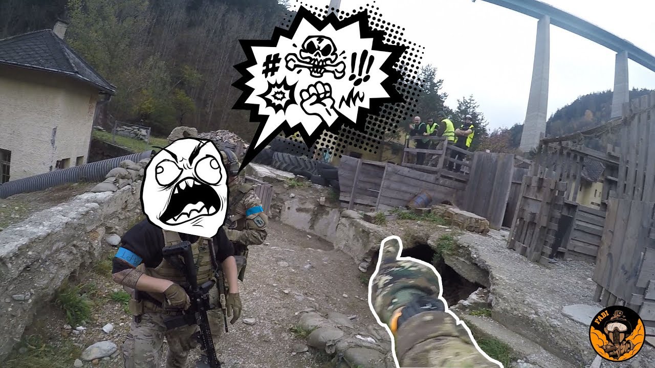 Airsoft Player FLIPS OUT after shot in the FACE (Aggressive)
