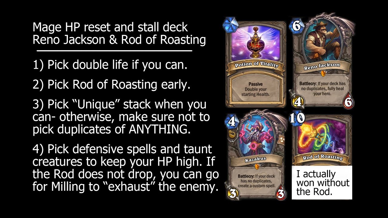 Mage Mage hp 4x, with Reno Jackson, Kobolds and Catacombs, Hearthstone