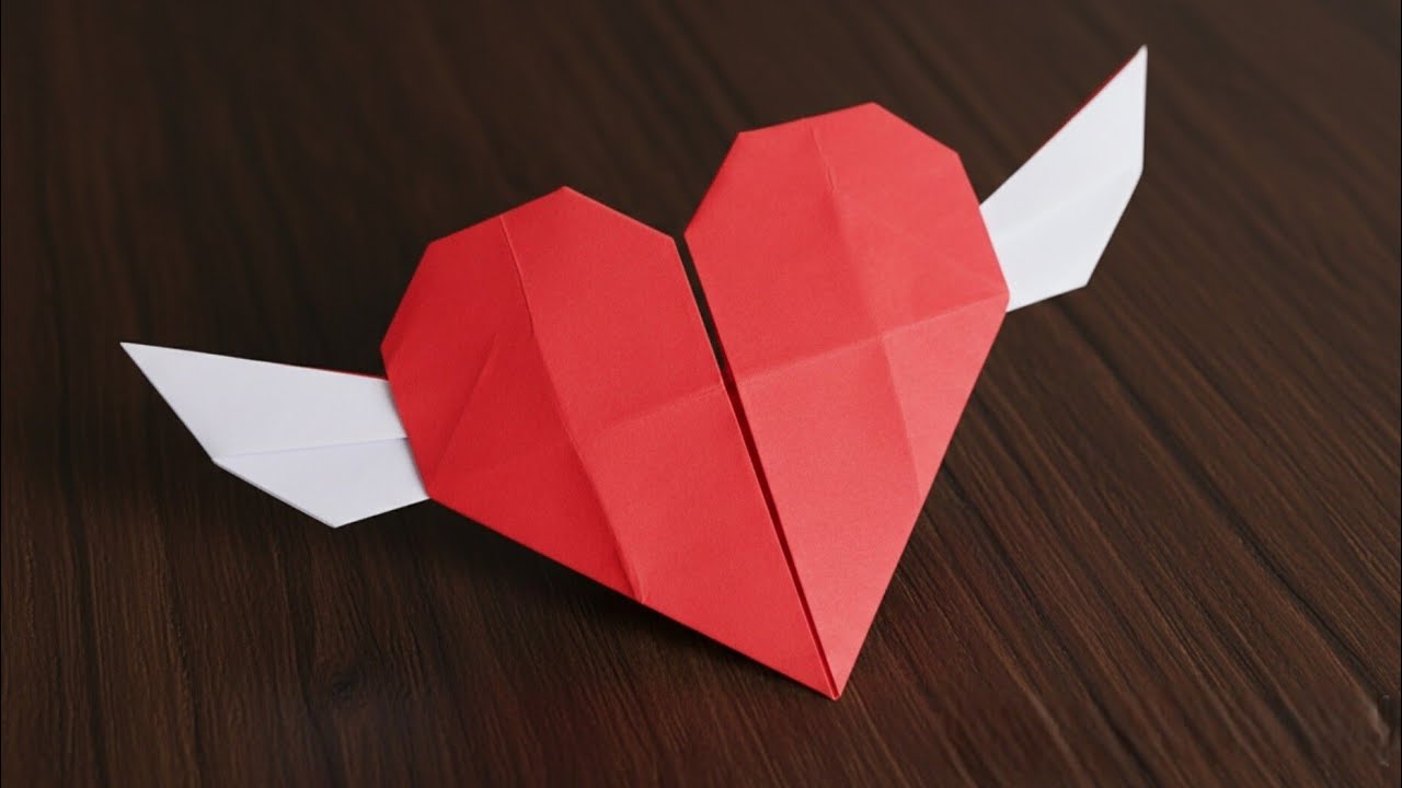 How to Make an Origami Heart with Wings - Kağıttan Kalp Yapımı