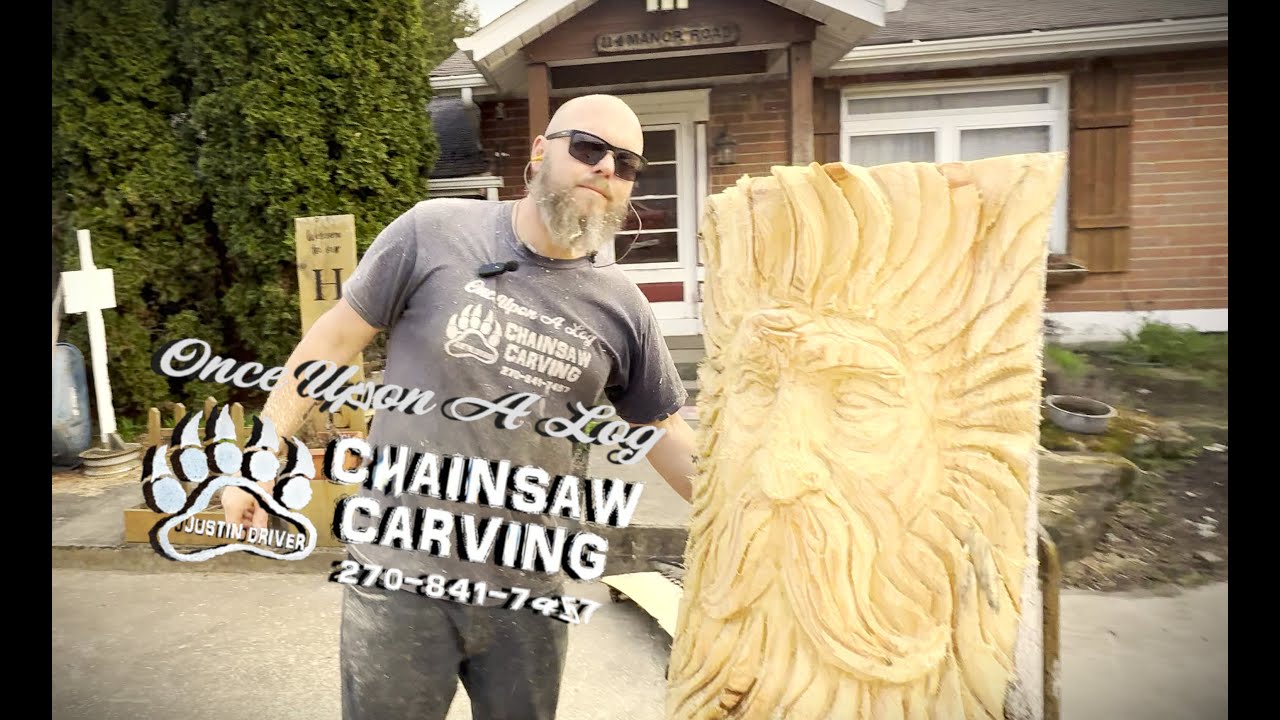 Chainsaw Carving a Wood Spirit Face FAST with Justin Driver