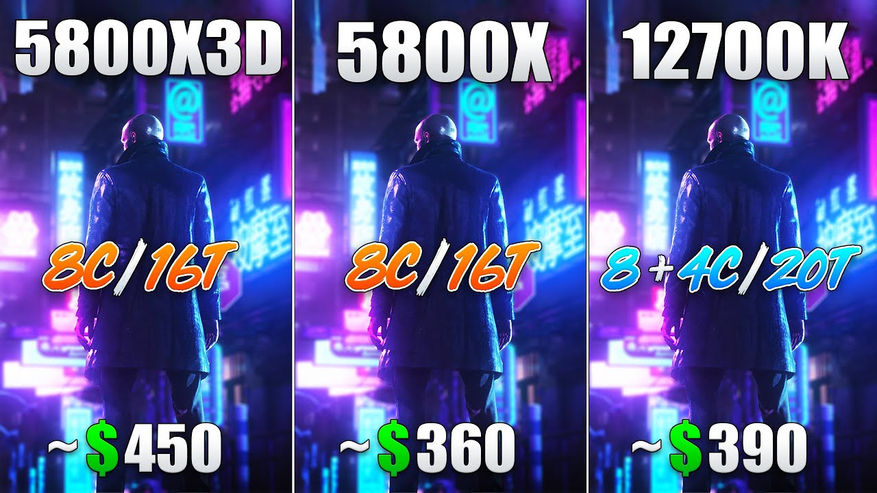 Ryzen 7 5800X3D vs Ryzen 7 5800X vs Core i7 12700K - Test in 8 Games