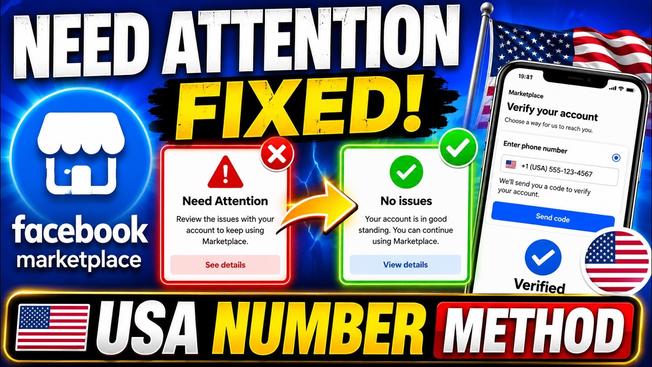 Facebook Marketplace Need Attention Error Fix 2026 | USA Number Verification Method 🔥