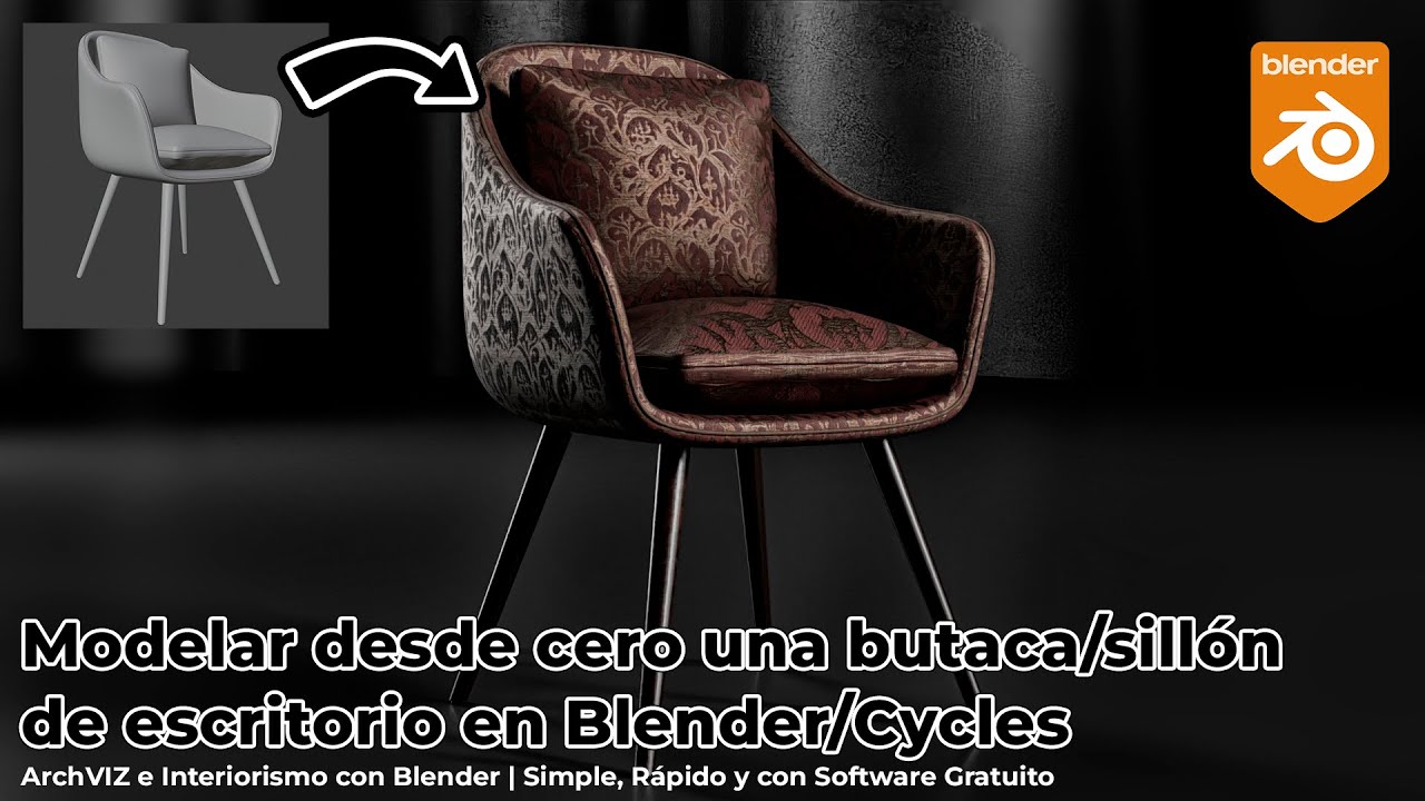 39.-Modelar desde cero una butaca/sillón de escritorio en Blender/Cycles