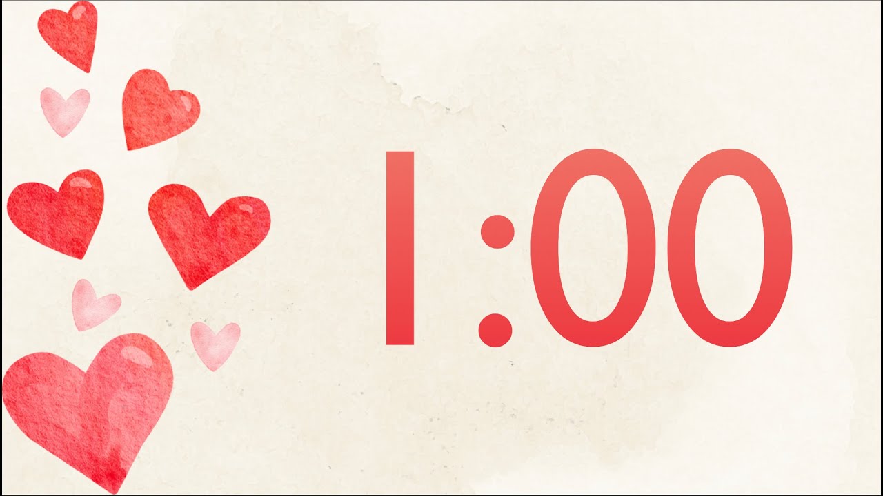 1 Minute Fun Valentine's Heart Timer (Harp Tones at End)