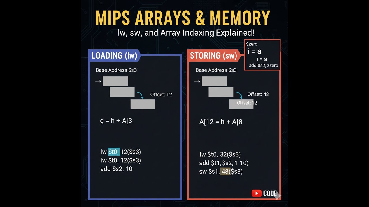 MIPS Arrays Explained: LW & SW (Base Address and Offset)