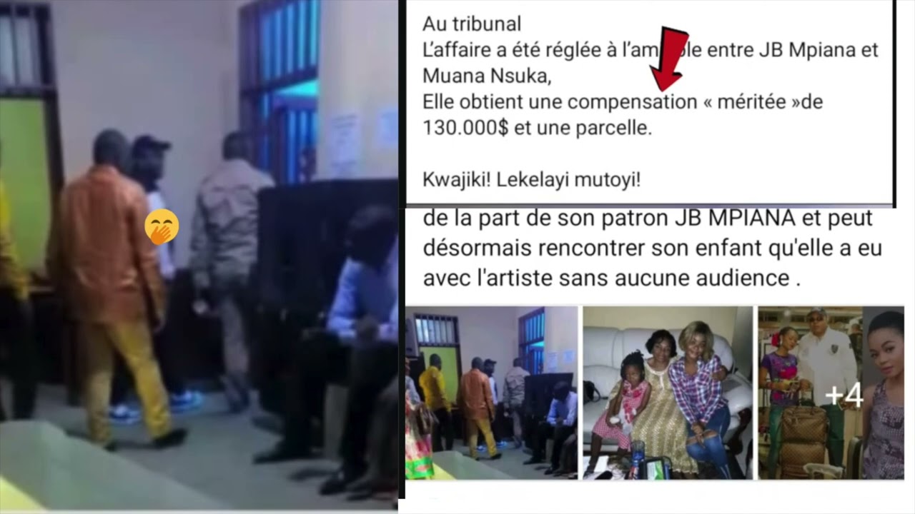 JB MPIANA VERSE 130.000 DOLLARS A BRUNETTE ET UNE PARCELLE  PAR ARRANGEMENT A L' AMIABLE