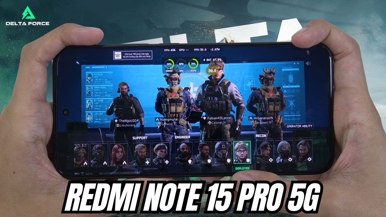 REDMI NOTE 15 PRO 5G Test Game DELTA FORCE | Dimensity 7400-Ultra
