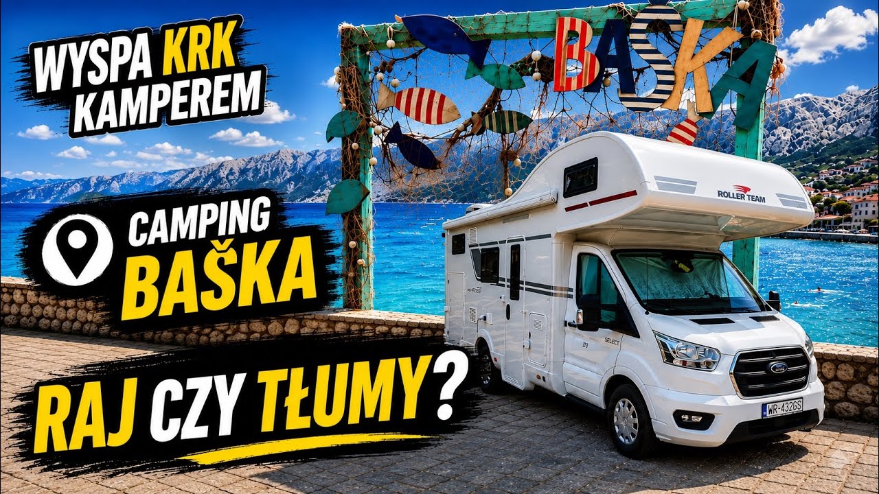 #4 Kemping Baska. Publiczna plaża i tłum. Warto w sezonie? Chorwacja kamperem. Wyspa Krk #kamper