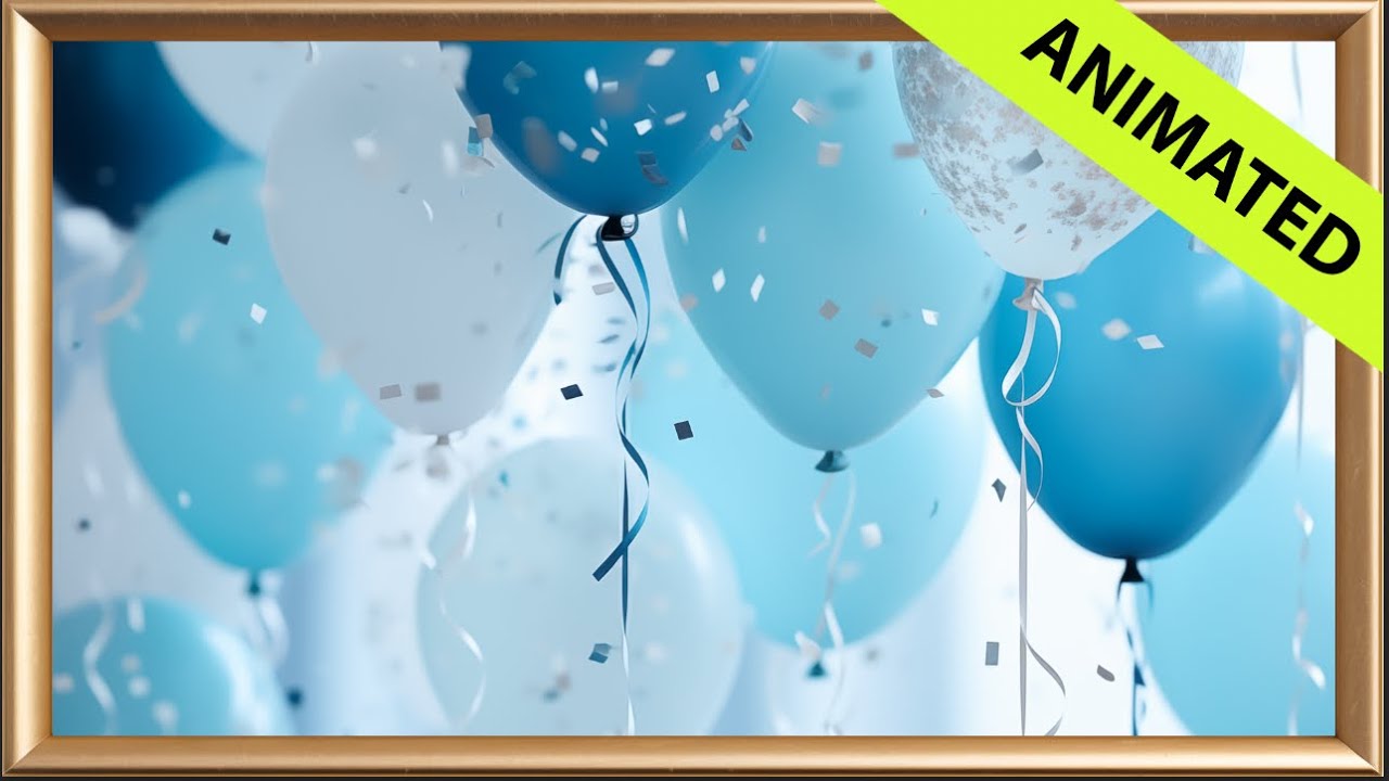 Frame TV Art - Blue Party Balloons | Birthday Party Smart TV Art | Party TV Screensaver