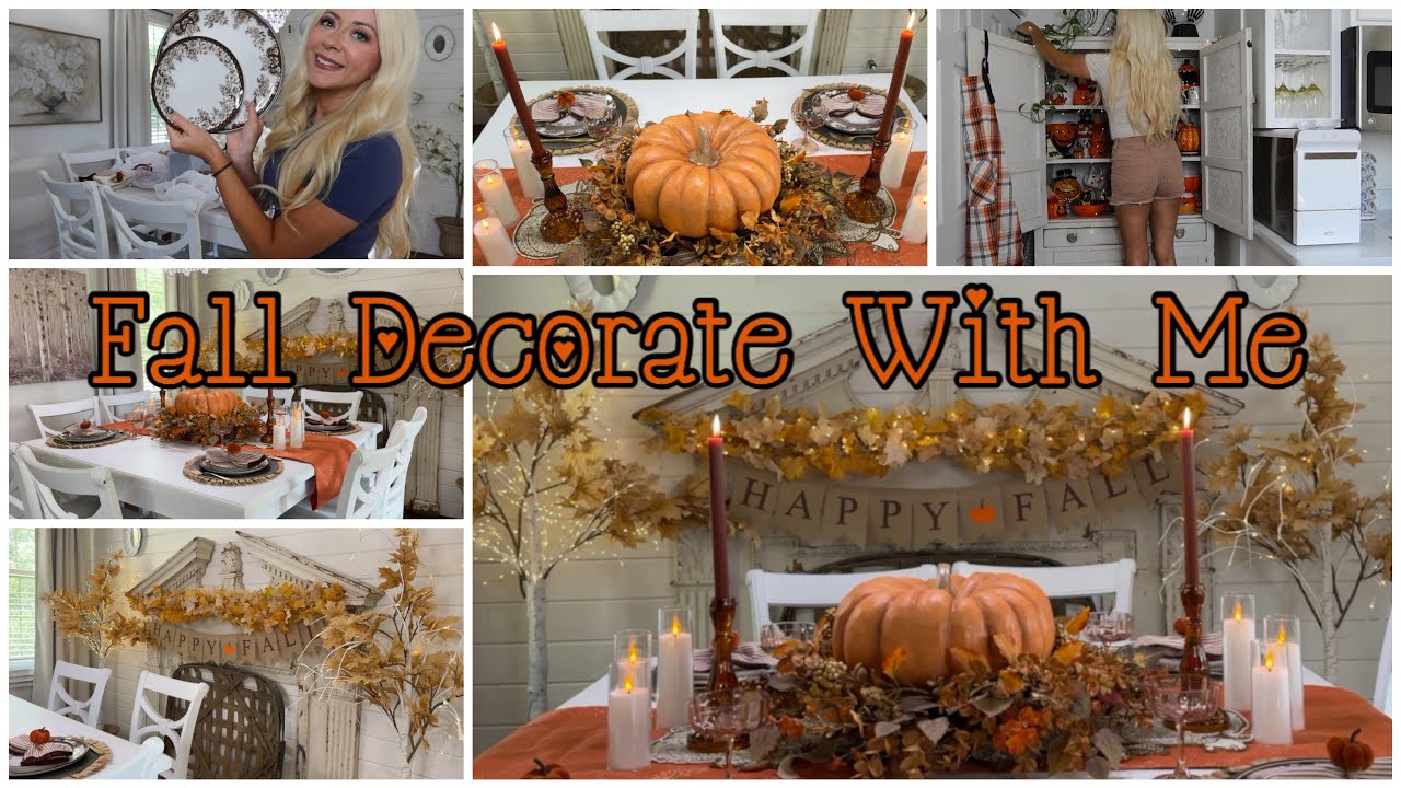 🍂 COZY COTTAGE FALL DECORATE WITH ME - FALL DINING ROOM & PUMPKIN HALLOWEEN HUTCH