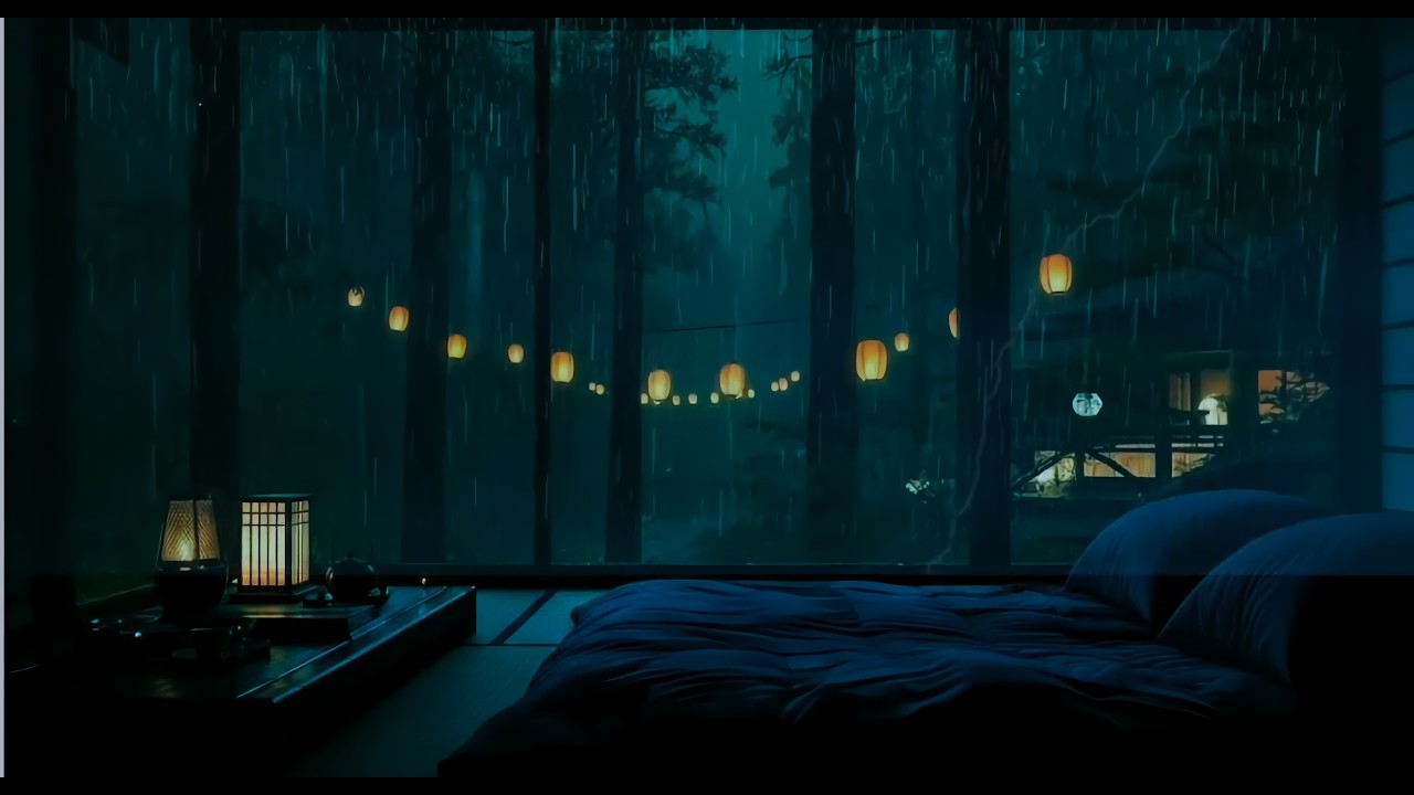 Deep Mountain Rain at a Quiet Cabin | Dark Bedroom Sounds for Deep Sleep & Relaxation