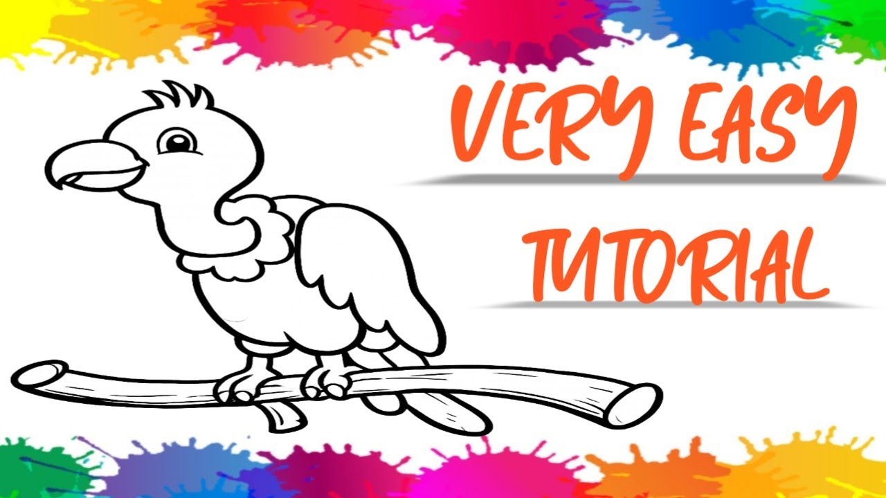 Very Easy Vulture Drawing for Kids | Step by Step Bird Drawing Tutorial