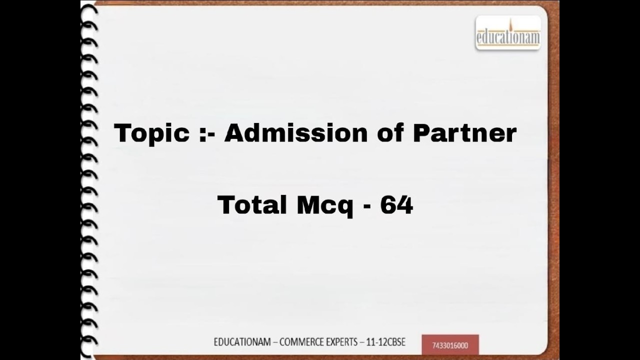 MCQ Accounts | Admission of Partner | Class 12