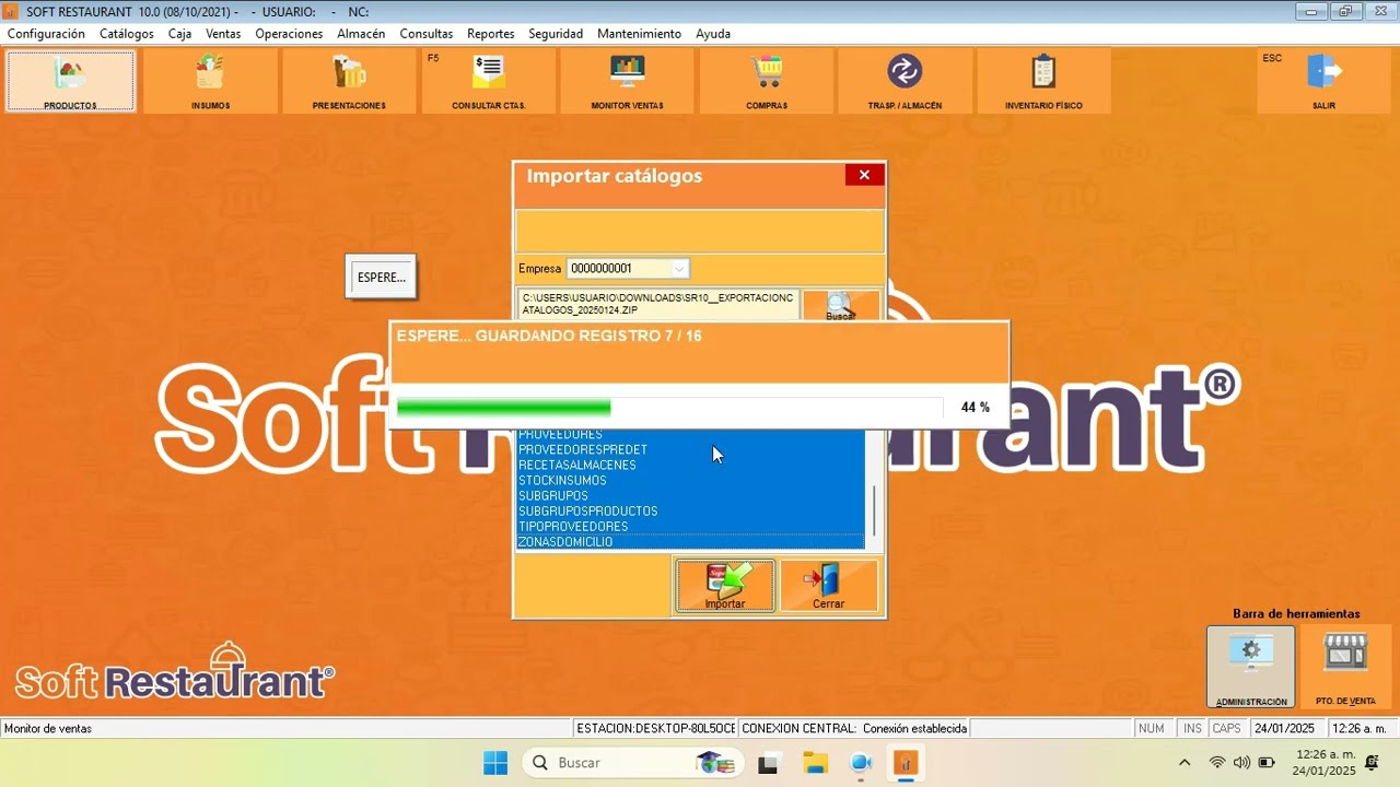 importacion de catalogos en softrestauran. Capacitacion softrestaurant