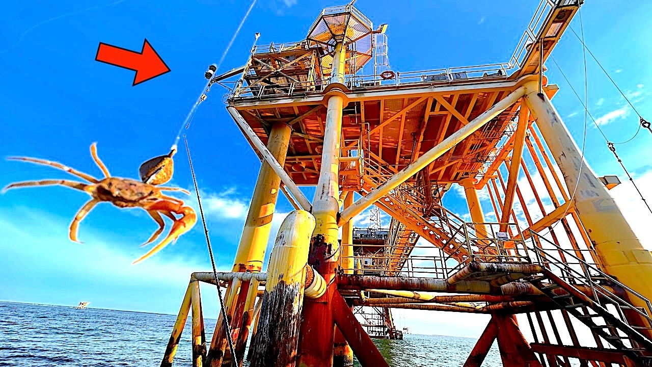 Fishing a Live Crab under this Gas Platform and Caught a GIANT for Dinner! *NEW PB*