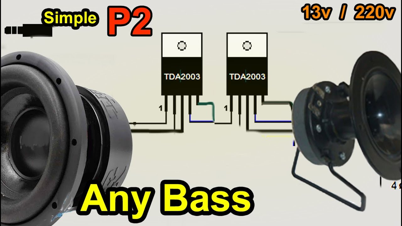 how to make amplifier at home = transformer, using 2 TDA2003 simple P2