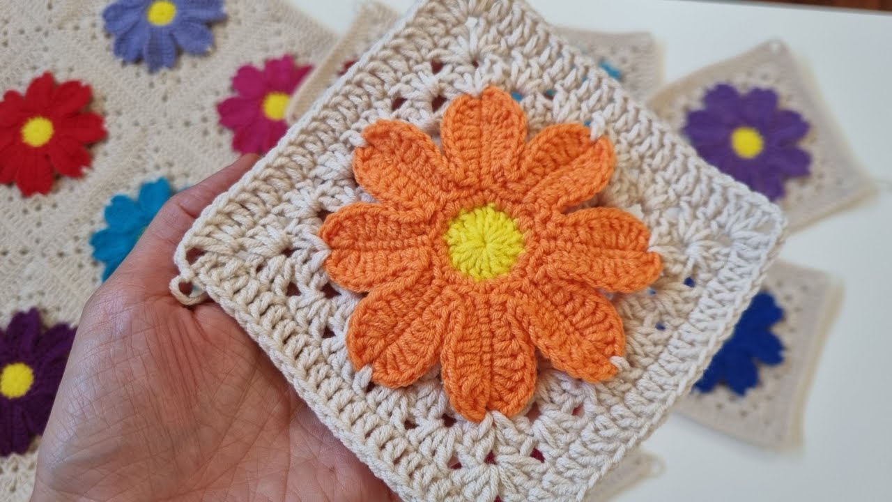 🌼🌼 Çok İstenen 3D Papatya Motifi Birlikte Örelim 🌼🌼