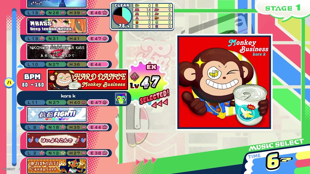 【ポップン】ハードダンス/Monkey Business(EX)Lv47/(H) Lv40/(N) Lv27/(L) Lv11