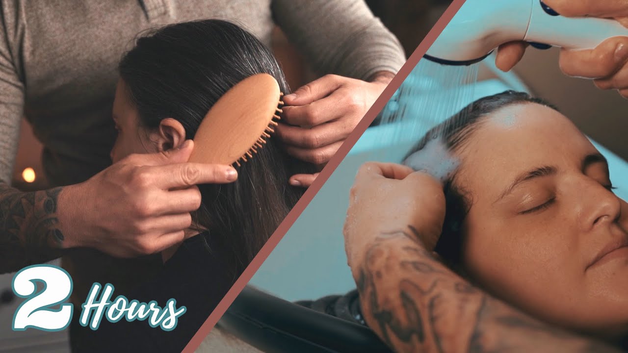 ASMR | Relaxing Hair Treatment | Shampoo, Scalp Check, Massage, Brushing, Combing | No Talking