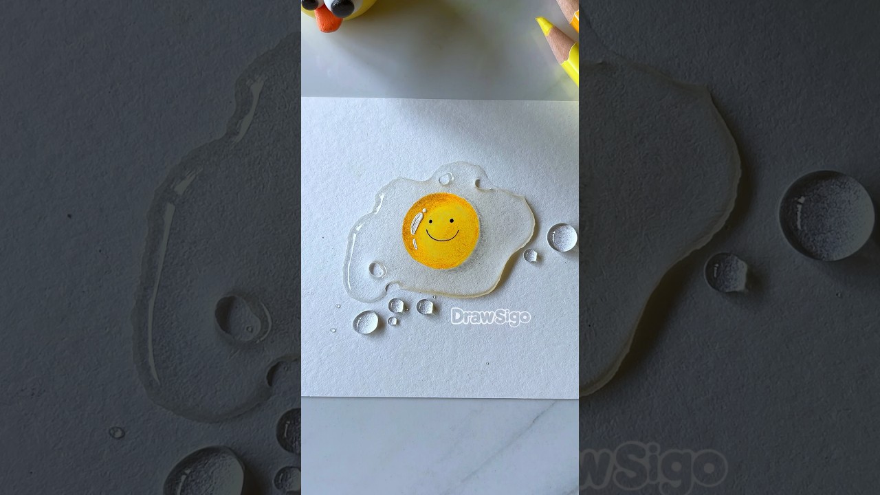 Cute egg 🐥 easy drawing with water for #kids