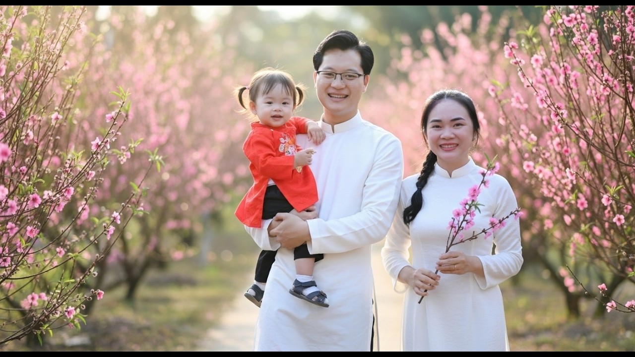 So Joyful! Jack, Tu Tien & Anna Prepare for Tet with New Clothes, Peach Blossom, and Mums