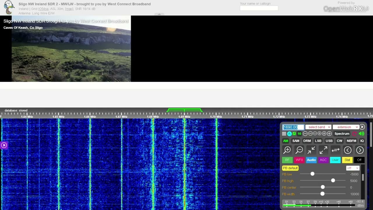 Remote MW DX: 1690 WPTX, Sligo NW Ireland KiwiSDR