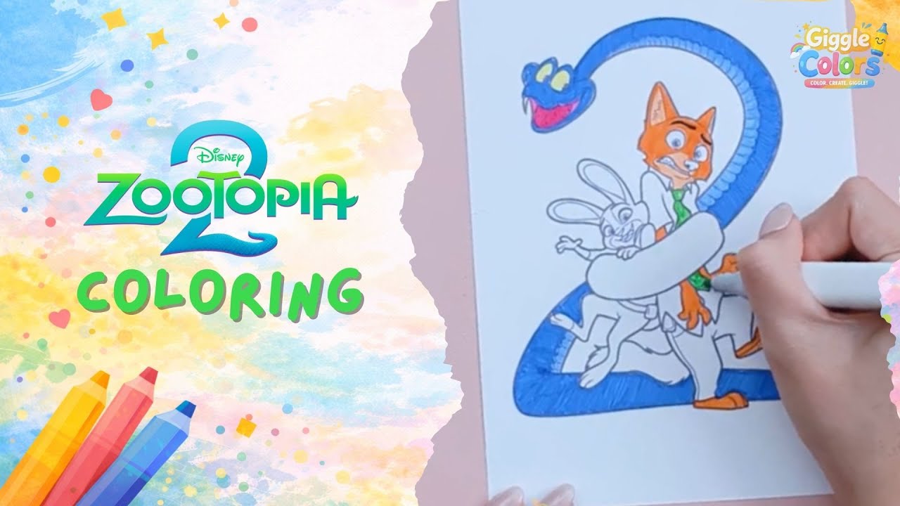 Cute Zootopia Coloring Page 🎨 | Juddy Hopps & Nick Wilde | Relaxing Coloring | Giggle Colors