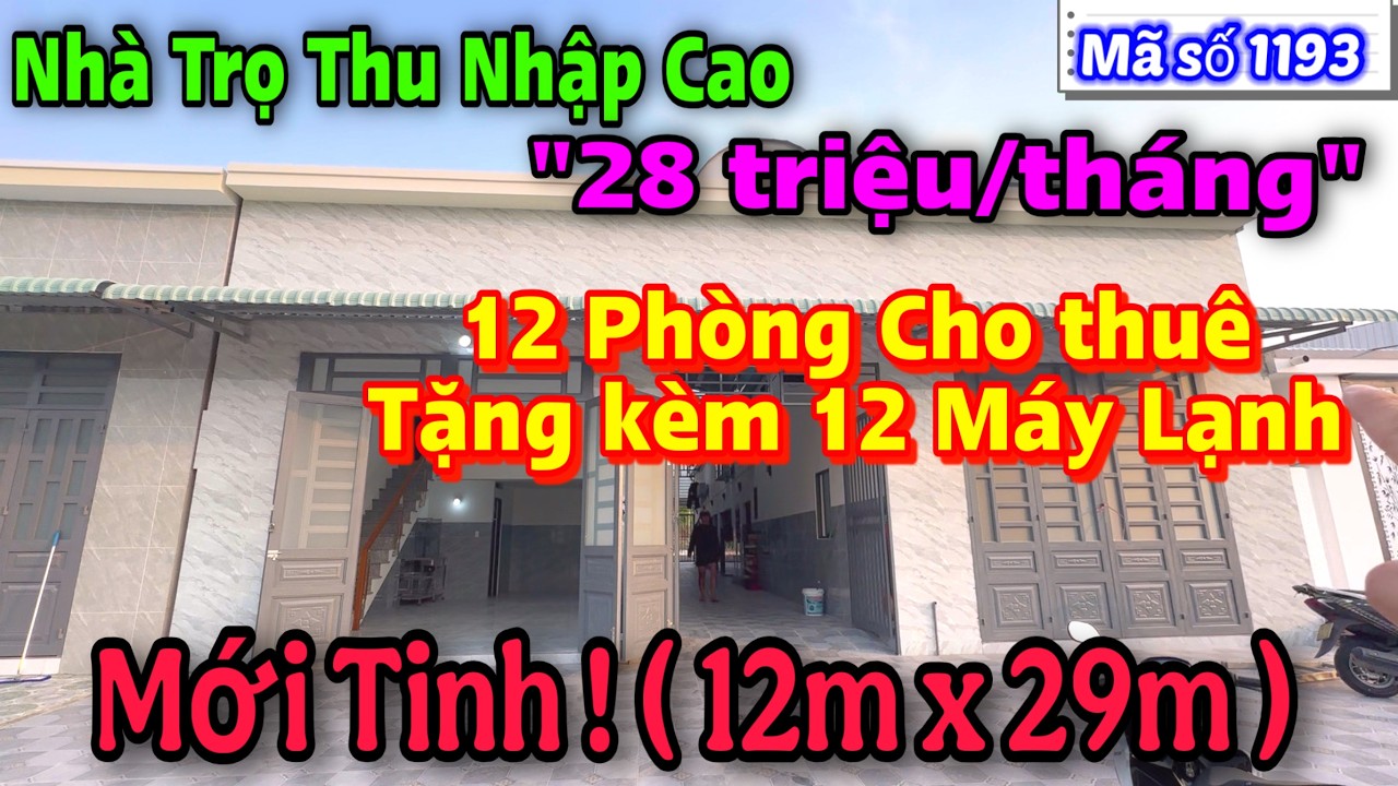 Bán Nhà Trọ Thu Nhập Cao. Dt: 348m2 full Thổ Cư. Đã ở Kín Hết, Sát KCN MỸ PHƯỚC Bến Cát Bình Dương