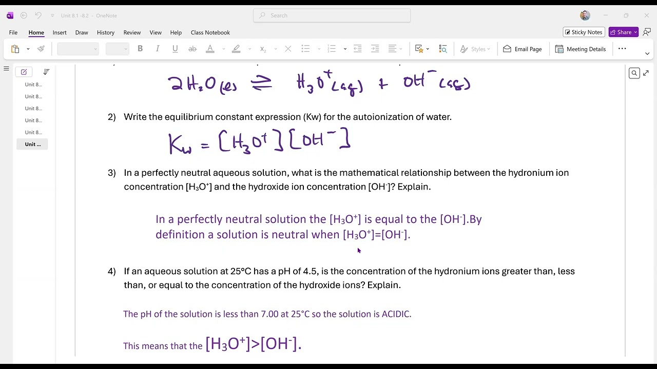AP Chemistry Unit 8.1 Worksheet  -Part 1 Conceptual