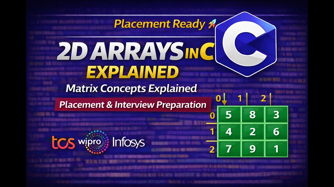 2D Array in C Programming | Row & Column Explained | Placement Preparation