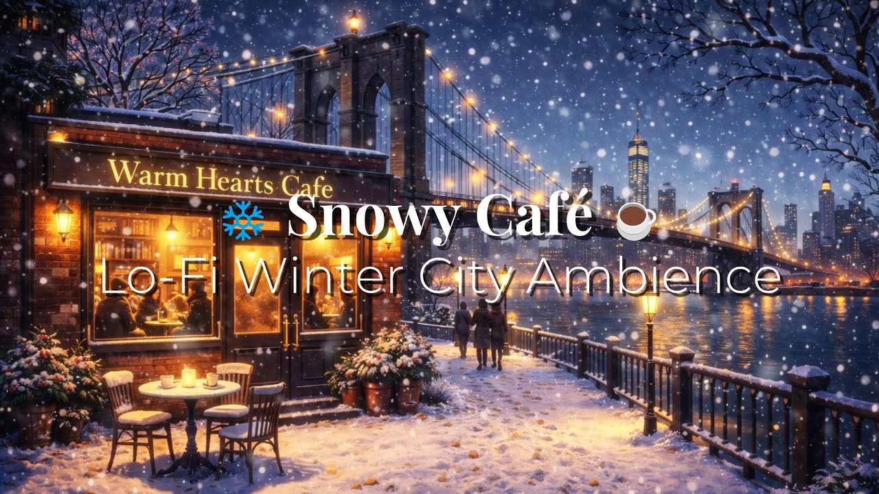 Snowy Café ☕❄️ | Lo-Fi Winter City Ambience for Relax, Study & Sleep