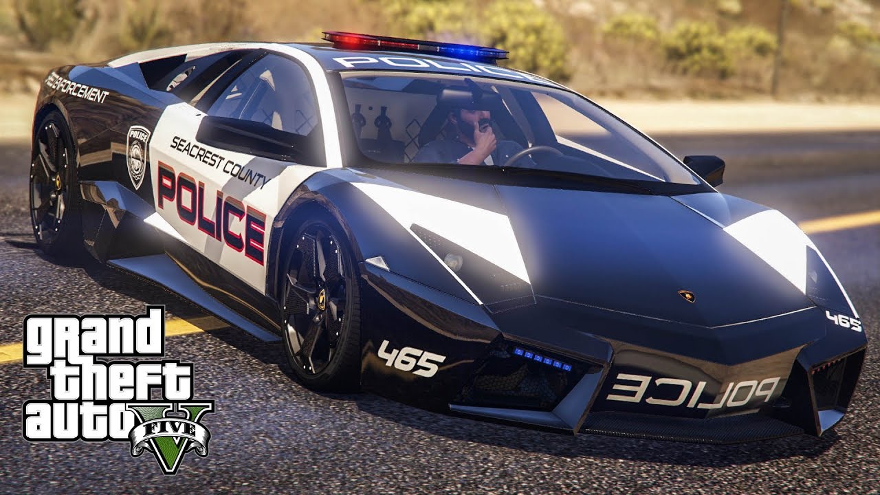 ลัมโบซุปเปอร์คาร์ตำรวจซิ่ง วิ่ง 800กม./ชม. (Lamborghini Reventon Hot Pursuit Police MOD GTA5)