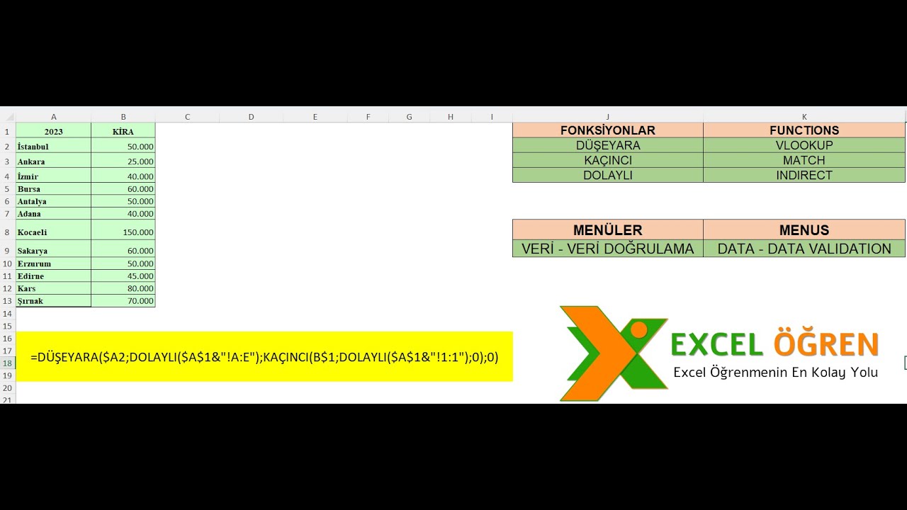 Excel'de 3 Farklı Kritere Göre DüşeyAra Kullanımı