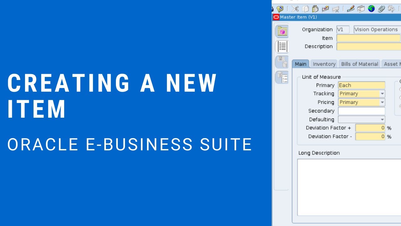 Creating a new Master Item - Oracle E-Business Suite #7