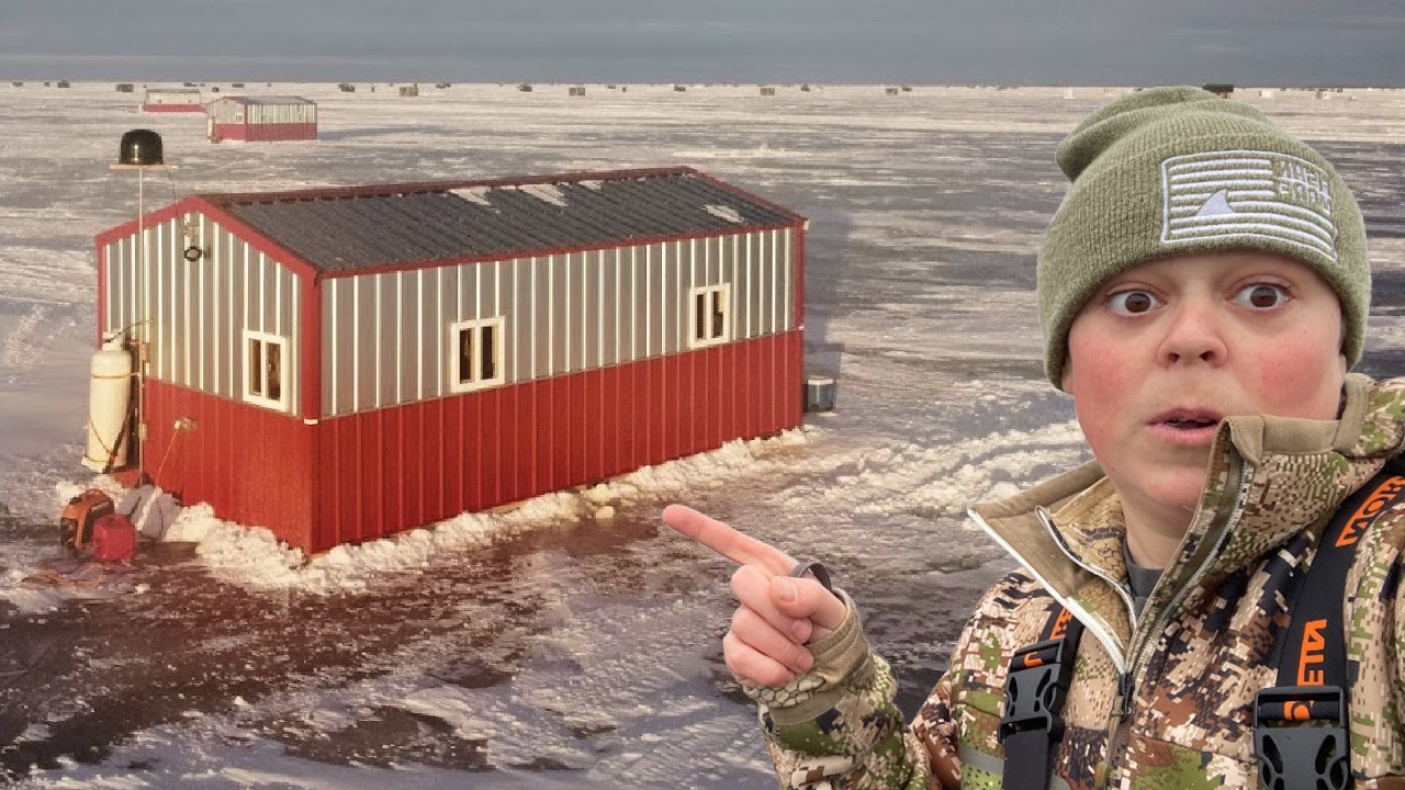 24 Hour Ice Camping Surf N' Turf in Huge Ice Shack!