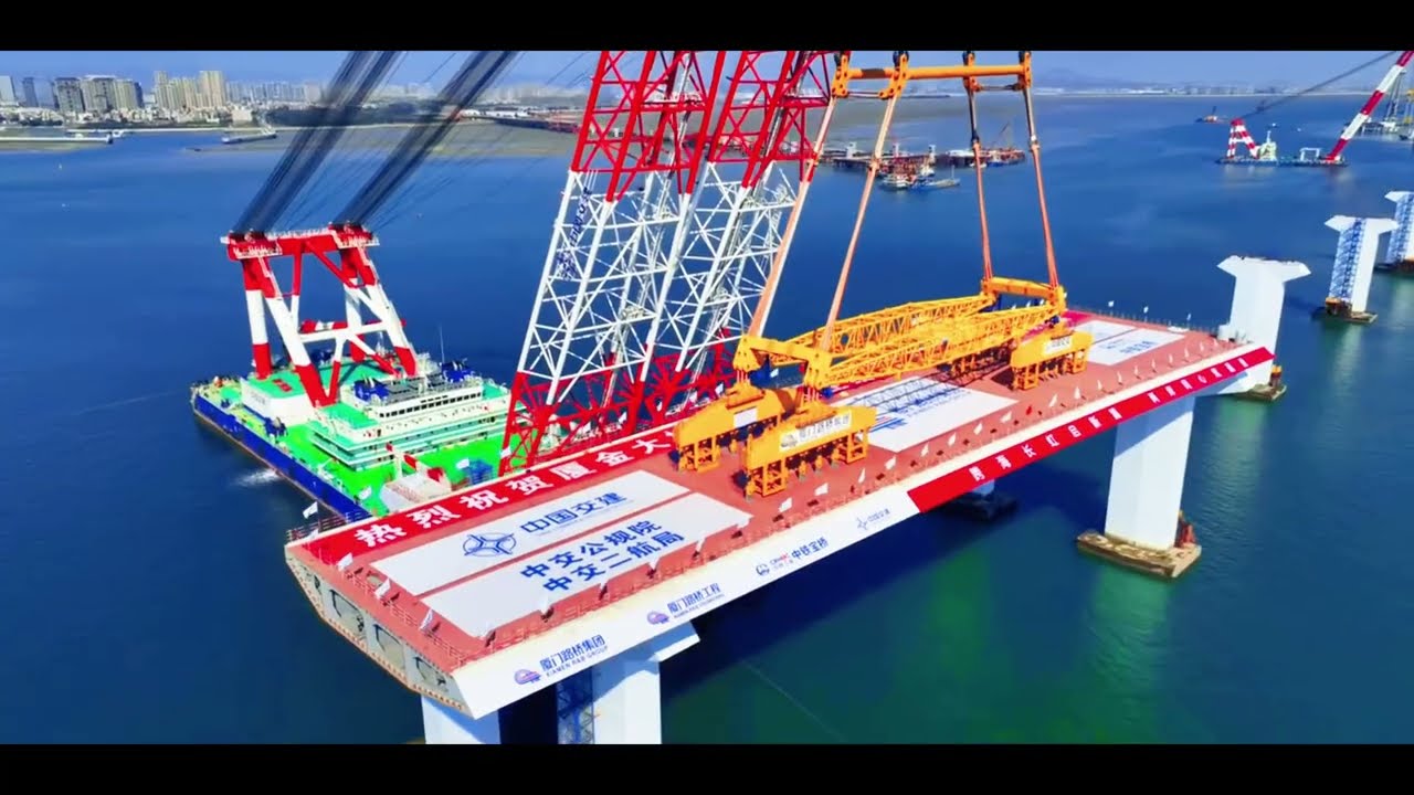 The entire process of transportation and installation of steel beams for Xiajin Bridge