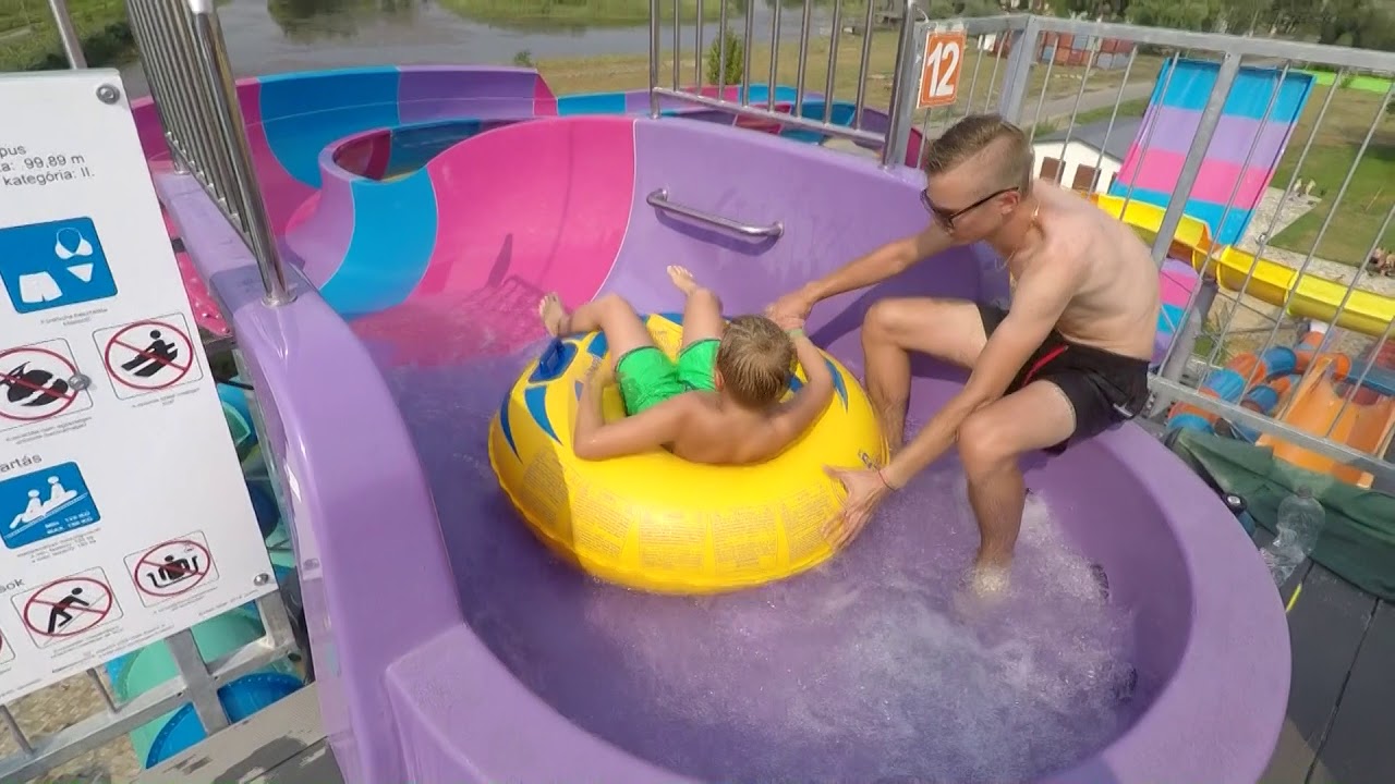 All waterslides at Aquacinema Kisvárda Hungary [WaterSliders]