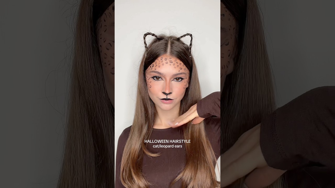 halloween hairstyle cat/leopard ears #hairstyle #cat #halloween #leopard #tutorial