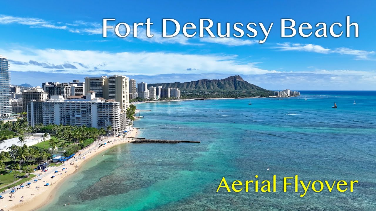 Fort DeRussy Beach - Oahu Drone Flyover (4K)