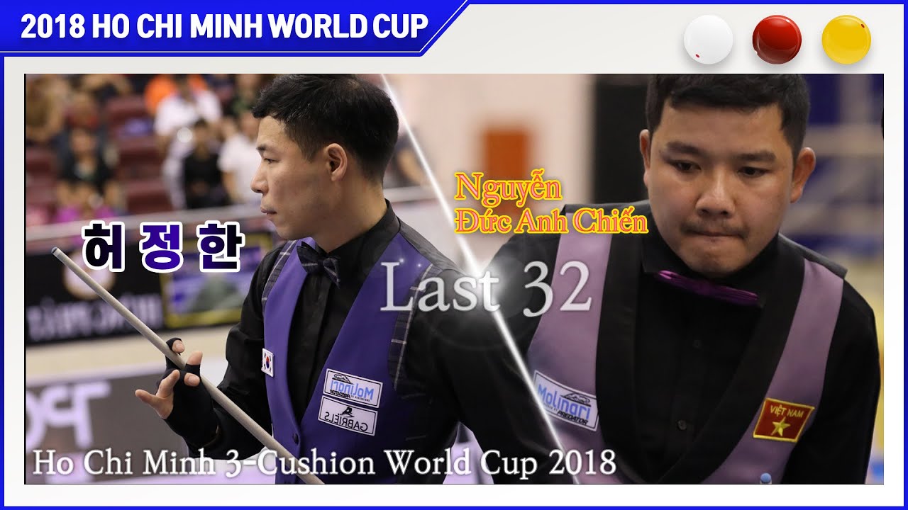 [2018 호치민 3쿠션 월드컵] 32강 허정한 vs 윙 덕 안 치엔 Nguyễn Đức Anh Chiến 하이라이트