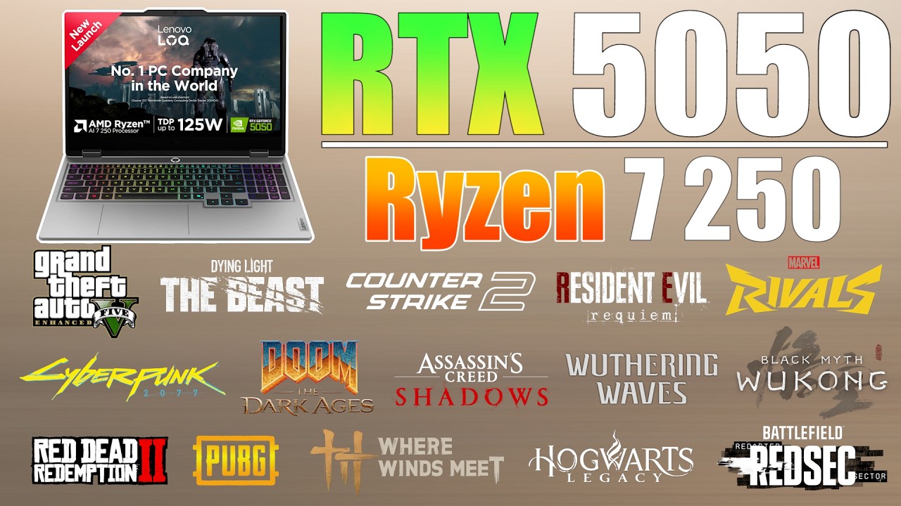 Lenovo LOQ | Ryzen 7 250 | RTX 5050 | Test in New 16 Games
