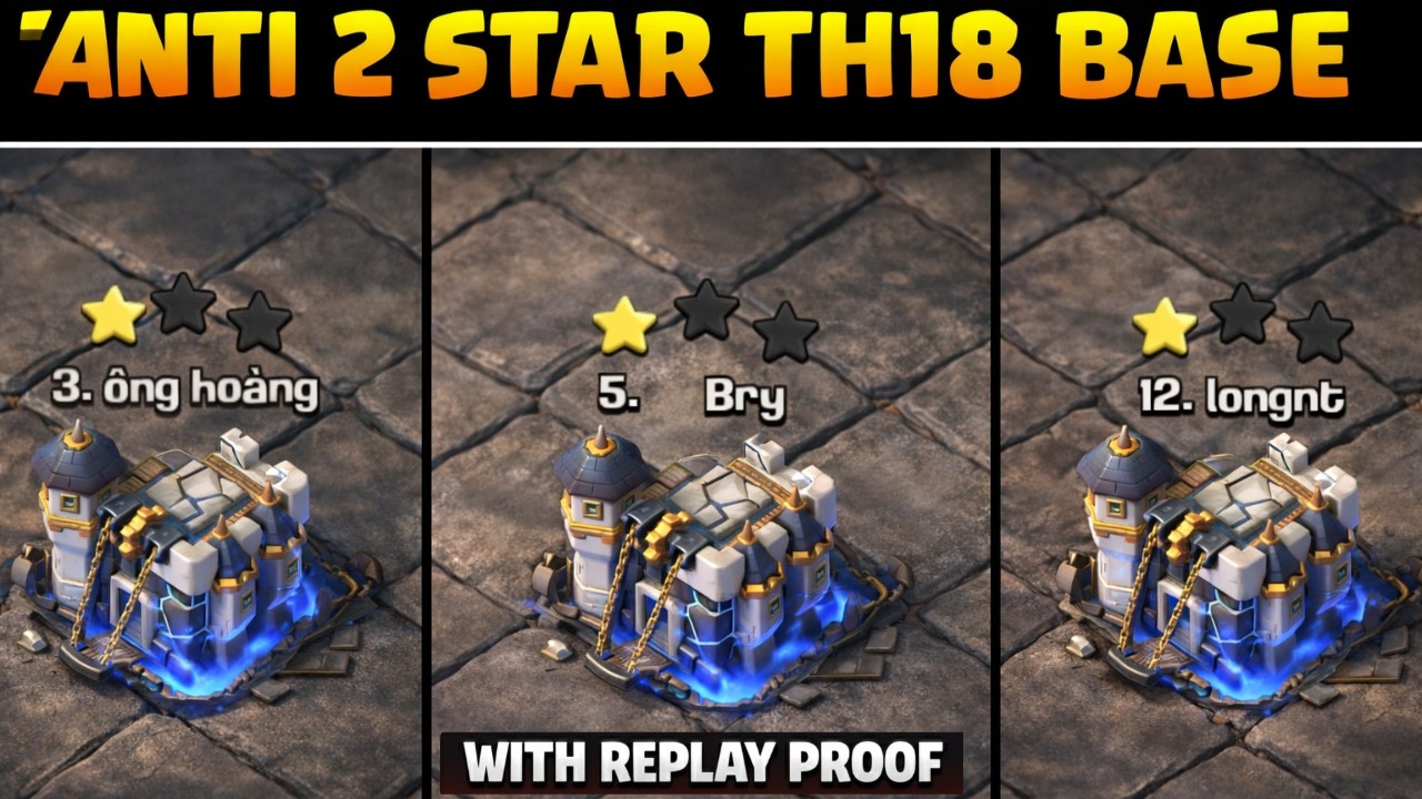 TOP 3 ONLY 1 STAR! Town Hall 18  Bases | 1 Star Proof TH18  CWL + WAR Base With Link + Replay .