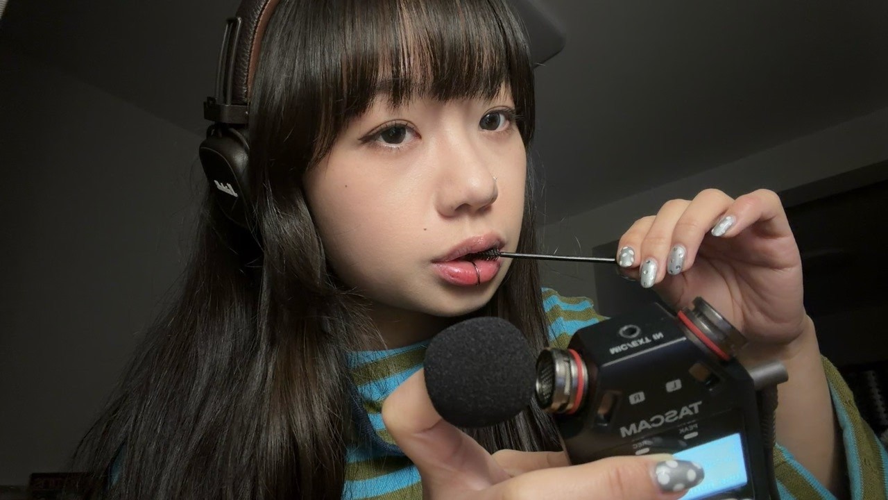 ASMR TASCAM Trigger Assortment | mouth sounds, spoolie nibbling, teeth tapping, foam cover scratch