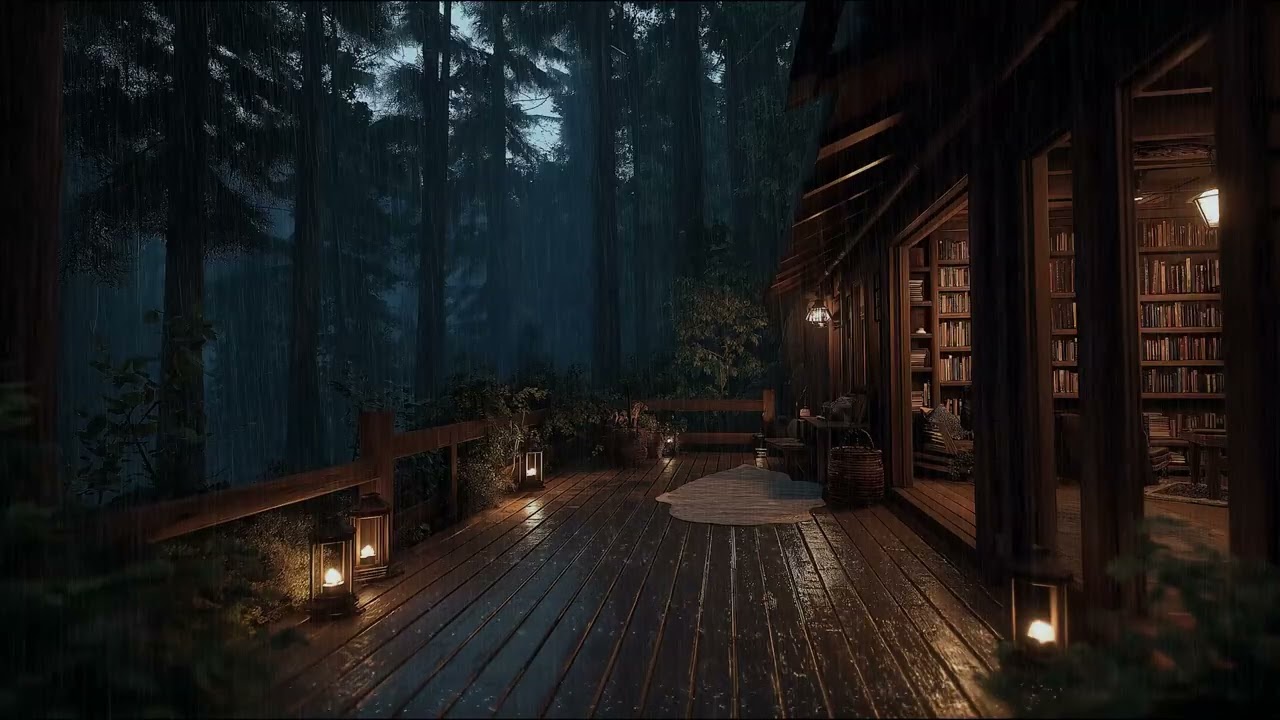 Relaxing Rainforest Treehouse Night with Soothing Rain Sounds for Deep Sleep and Calm