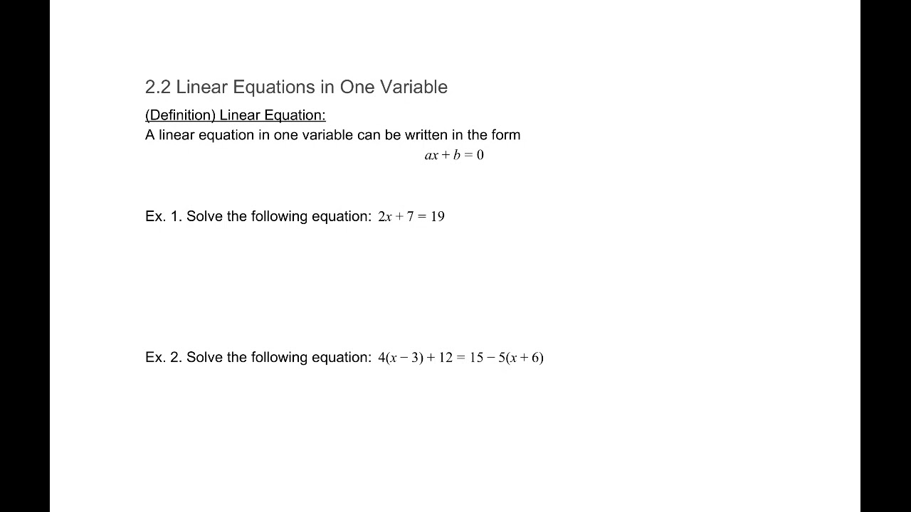 2.2 Linear Equations in One Variable