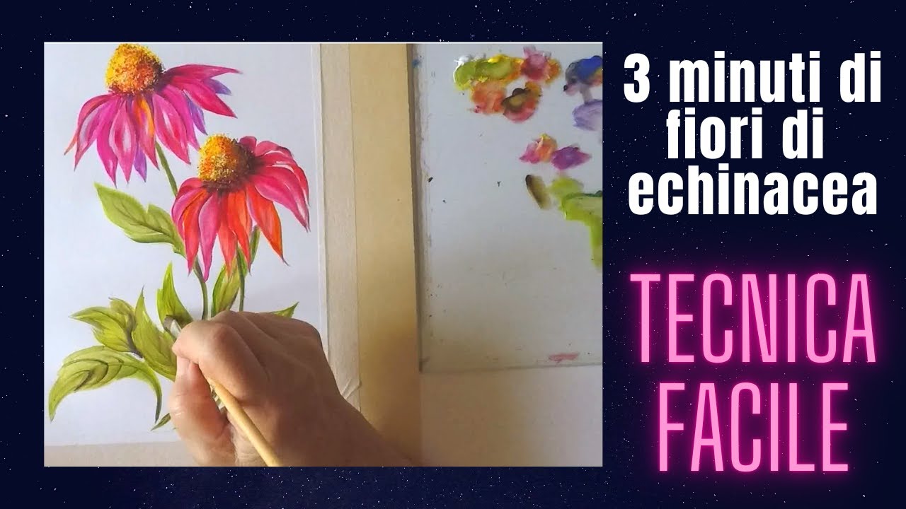 3 minuti di pittura con gli acrilici. Come dipingere i fiori di echinacea. Facile e bello.