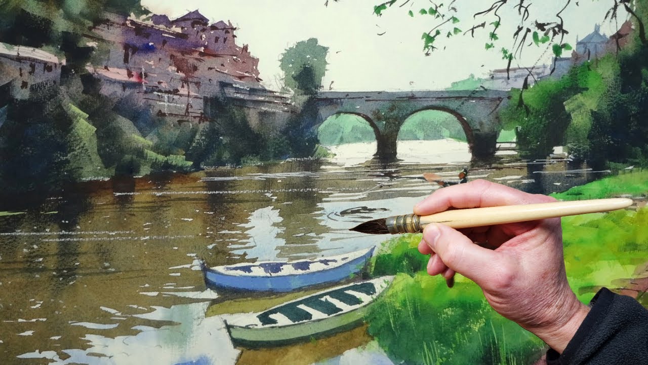 Watercolor Demo - Bridge over the T&acirc;mega at Amarante, Portugal
