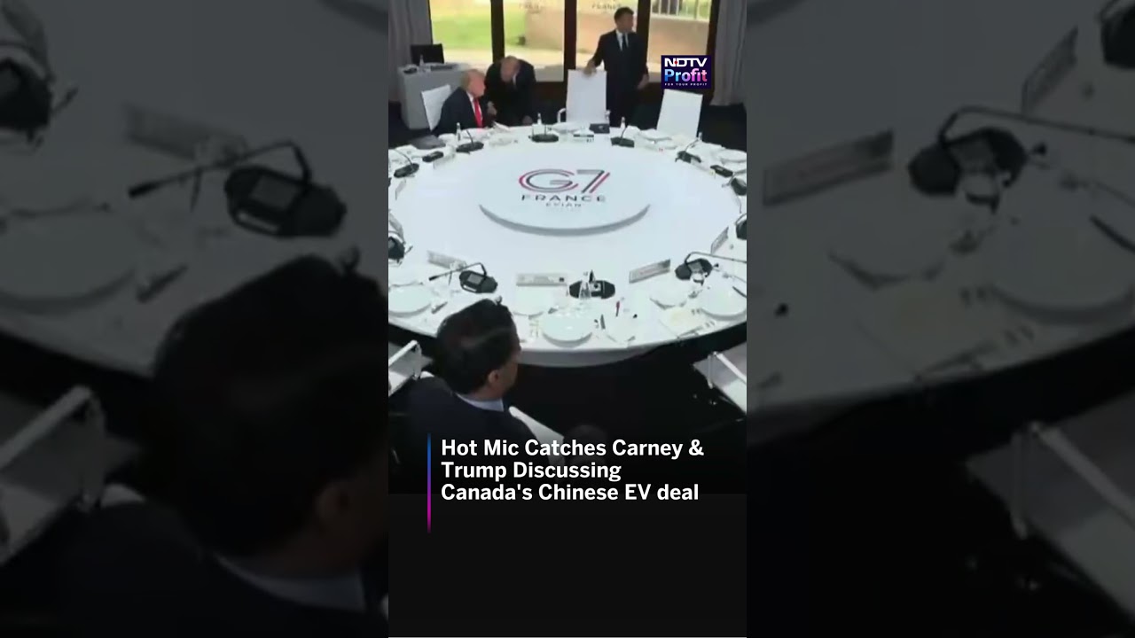 Трамп и Карни обсуждают китайские электромобили, попав на включенный микрофон на саммите G7 | #sh...
