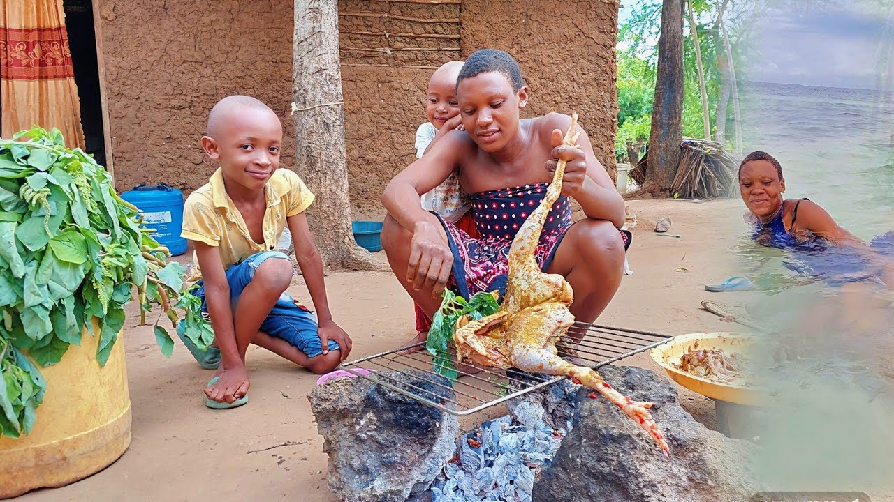 Village Mom’s FIRST Time at the Beach! Grilled Chicken,Organic Veggies &A Day in African Family Life
