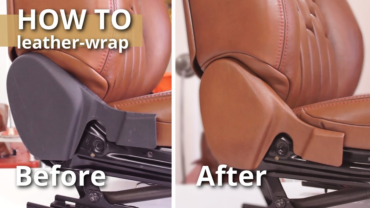 How to leather-wrap OEM a Mercedes Benz car seat plastic trim - Automotive upholstery Part 5/6